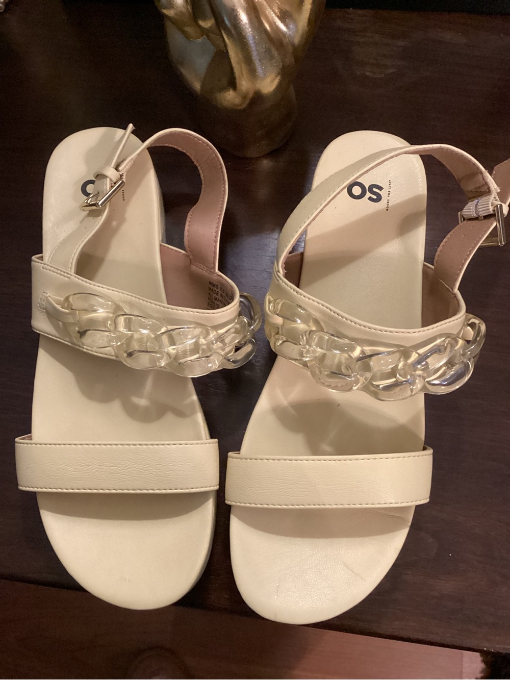 Women’s Butter Colored Chain-Link Slingback Sandals